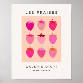 Les Fraises 02 Roze en Oranje Preppy Aardbeien Poster