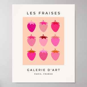 Les Fraises 02 Roze en Oranje Preppy Aardbeien Poster