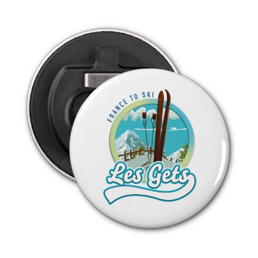Les Gets france ski logo Button Flesopener (Voorkant)
