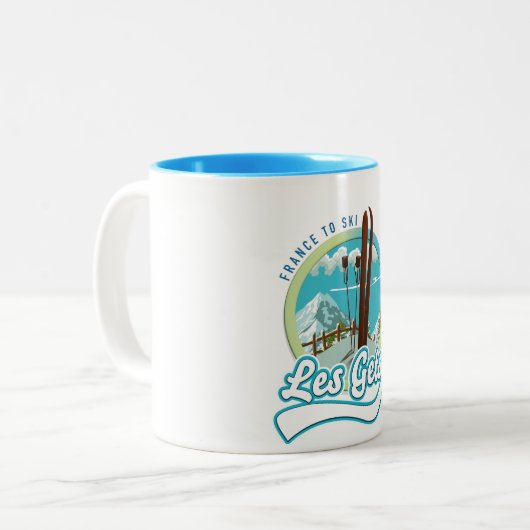 Les Gets france ski logo Tweekleurige Koffiemok (Voorkant links)