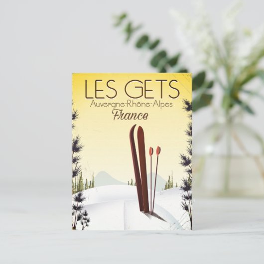 Les Gets France skiposter Briefkaart (Staand voorkant)