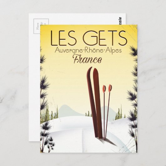 Les Gets France skiposter Briefkaart (Voorkant / Achterkant)