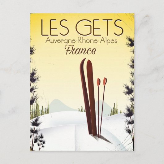 Les Gets France skiposter Briefkaart (Voorkant)