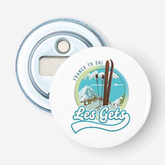 Les Gets frankrijk ski logo Button Flesopener (Voorkant)