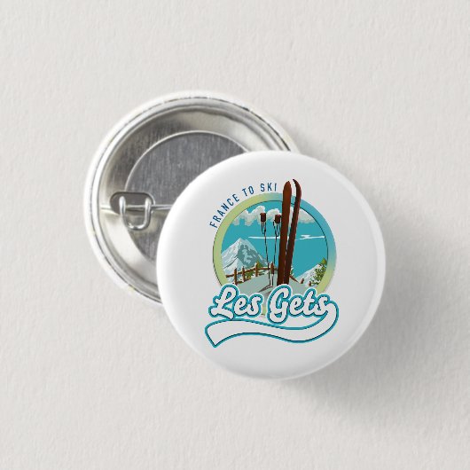 Les Gets frankrijk ski logo Ronde Button 3,2 Cm (Voorkant /achterkant)