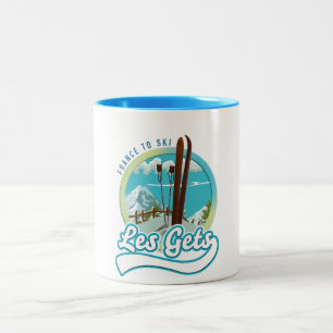 Les Gets frankrijk ski logo Tweekleurige Koffiemok
