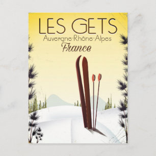 Les Gets Frankrijk ski reisposter Briefkaart