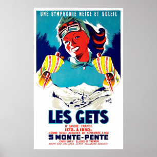 Les Gets, Frankrijk, winters wintersport, vintage  Poster