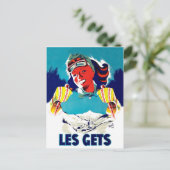 Les gets gets gets, France, winter skilsport, vint Briefkaart (Staand voorkant)