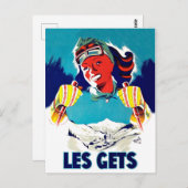 Les gets gets gets, France, winter skilsport, vint Briefkaart (Voorkant / Achterkant)