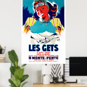 Les gets gets gets, France, winter skilsport, vint Poster (Thuiskantoor)