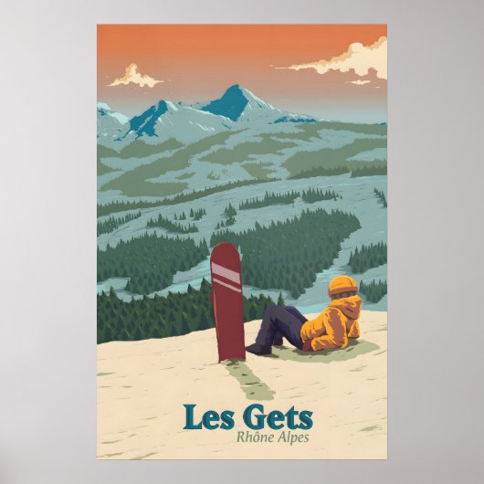 Les Gets Snowboarden Reisposter Poster (Voorkant)