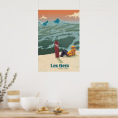 Les Gets Snowboarden Reisposter Poster (Keuken)