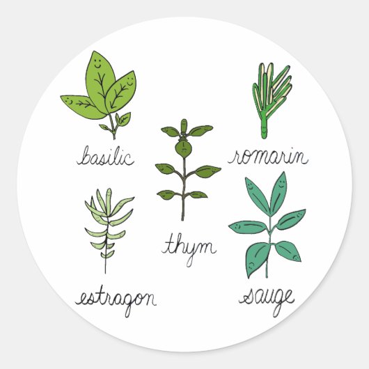 Les herbes ronde sticker (Voorkant)