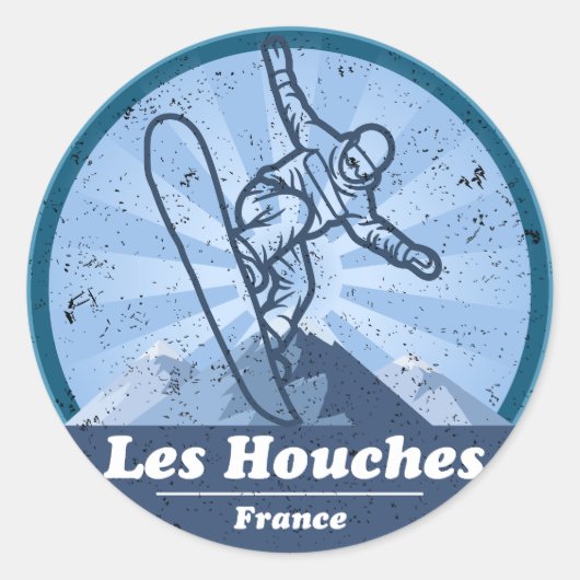Les Houches Skiresort - Snowboard Ronde Sticker (Voorkant)