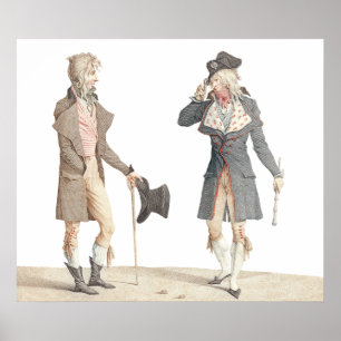 Les Incroyables - Old French Engraving by Vernet Poster