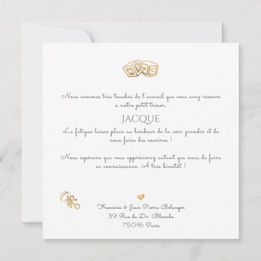 Les Jouets d'Or Reconstructie Naissance File Kaart (Achterkant)