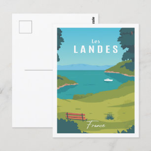 Les Landes France Beroemde Reisplaats Illustratie Briefkaart