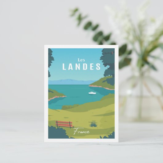 Les Landes France Beroemde Reisplaats Illustratie Briefkaart (Staand voorkant)