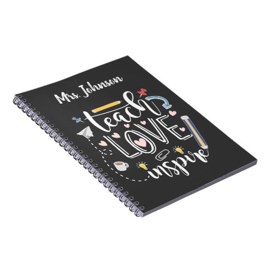 les love inspireer favoriete leraar chalkboard notitieboek (Rechterzijde)