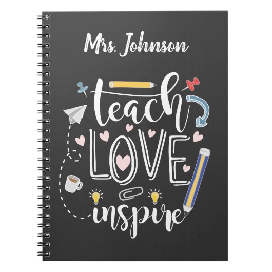 les love inspireer favoriete leraar chalkboard notitieboek (Voorkant)