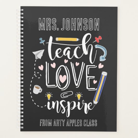 les love inspireer favoriete leraar chalkboard planner (Voorkant)