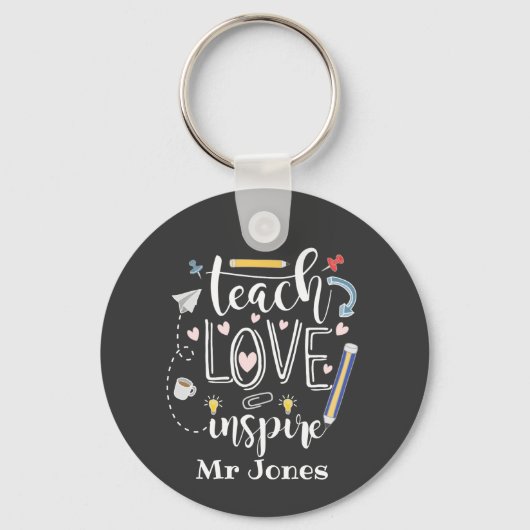 les love inspireert favoriete leraar doodle art sleutelhanger (Voorkant)