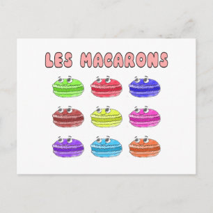 Les Macarons Cute Cartoon Briefkaart
