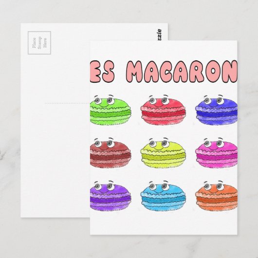 Les Macarons Cute Cartoon Briefkaart (Voorkant / Achterkant)