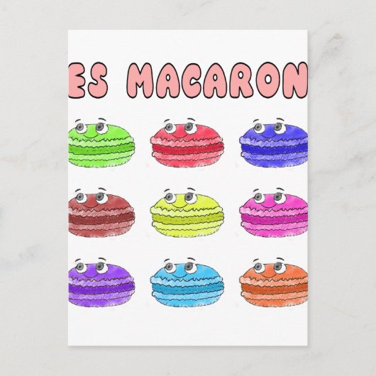 Les Macarons Cute Cartoon Briefkaart (Voorkant)