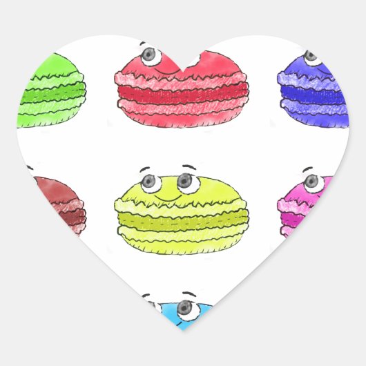 Les Macarons Cute Cartoon Hart Sticker (Voorkant)