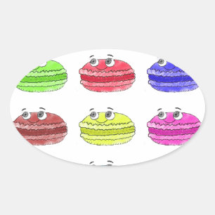 Les Macarons Cute Cartoon Ovale Sticker