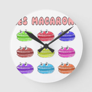 Les Macarons Cute Cartoon Ronde Klok