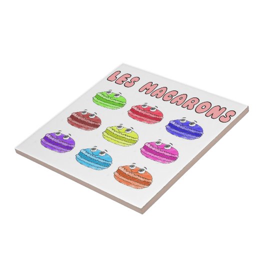 Les Macarons Cute Cartoon Tegeltje (Zijkant)
