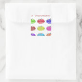 Les Macarons Cute Cartoon Vierkante Sticker (Tas)