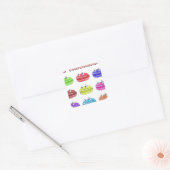 Les Macarons Cute Cartoon Vierkante Sticker (Envelop)