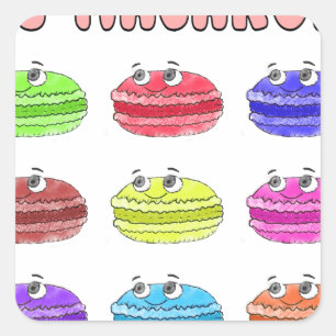Les Macarons Cute Cartoon Vierkante Sticker