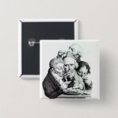 Les Mangeurs d'Huitres, 1825 Vierkante Button 5,1 Cm (Voorkant /achterkant)