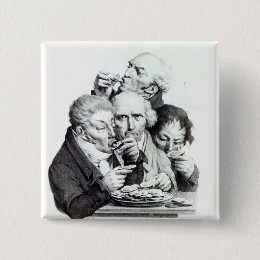Les Mangeurs d'Huitres, 1825 Vierkante Button 5,1 Cm (Voorkant)