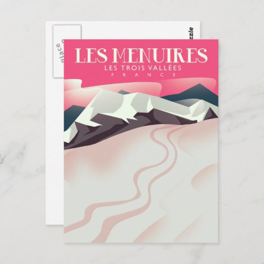 Les Menuires, Les Trois Vallées, Frankrijk  Ski Briefkaart (Voorkant / Achterkant)