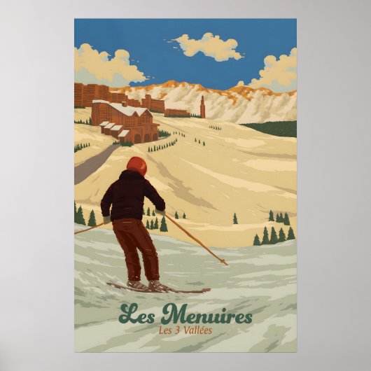Les Menuires Skigebied Reisposter Poster (Voorkant)