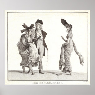 Les Merveilleuses Antiek Franse Mode Print