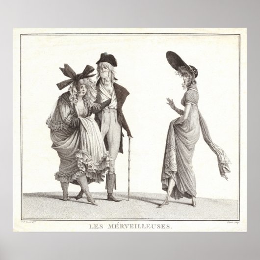 Les Merveilleuses Antiek Franse Mode Print (Voorkant)