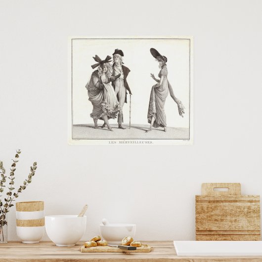 Les Merveilleuses Antiek Franse Mode Print (Keuken)