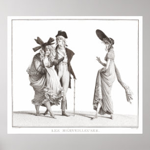 Les Merveilleuses Antiek Franse Mode Print