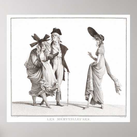 Les Merveilleuses Antiek Franse Mode Print (Voorkant)