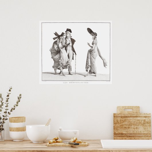Les Merveilleuses Antiek Franse Mode Print (Keuken)