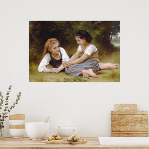Les Noisettes: Jonge meisjes die hazelnoten verzam Poster