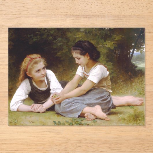 Les Noisettes: Jonge meisjes verzamelen hazelnoten Acryl Uitnodigingen (Voorkant)