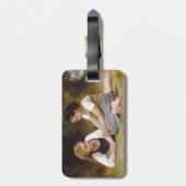 Les Noisettes: Jonge meisjes verzamelen hazelnoten Bagagelabel (Achterkant verticaal)